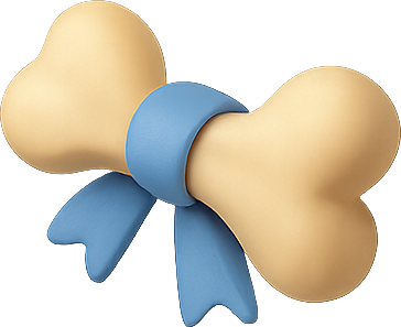 3D bone tied with a blue bow