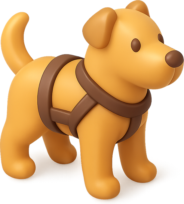 3D dog in a walking harness