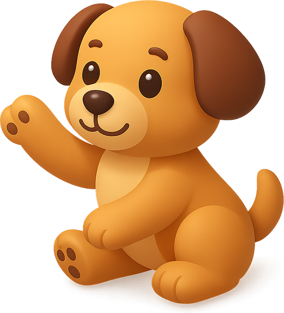 3D puppy waving a paw