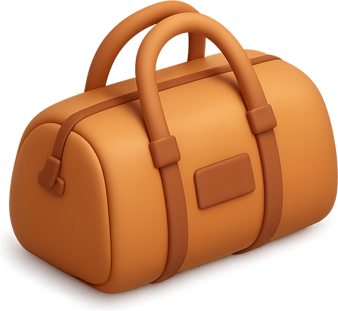 3D brown leather duffel bag