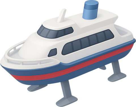 3D white hydrofoil ferry