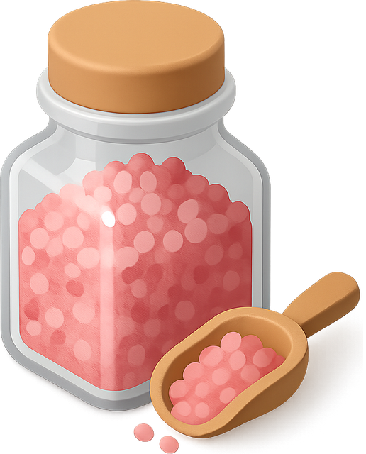 3D jar of pink bath salt with a scoop