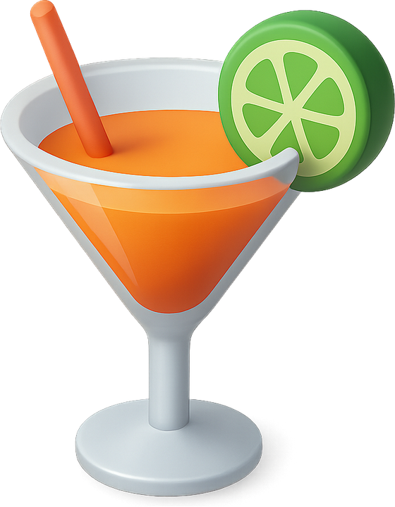 3D orange cocktail with a lime slice