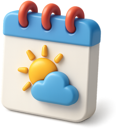 3D calendar with sun