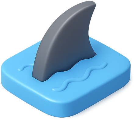3D shark fin in the water