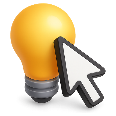 3D light bulb with a mouse cursor