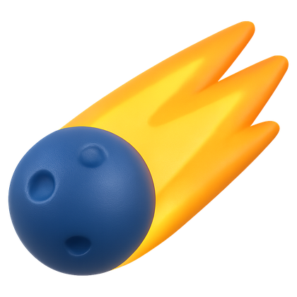 3D comet with a flame tail