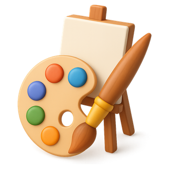 3D easel with a paint palette