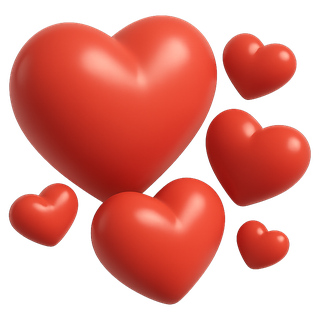 3D red hearts