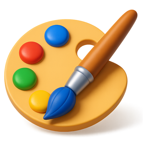 3D paint palette with a brush