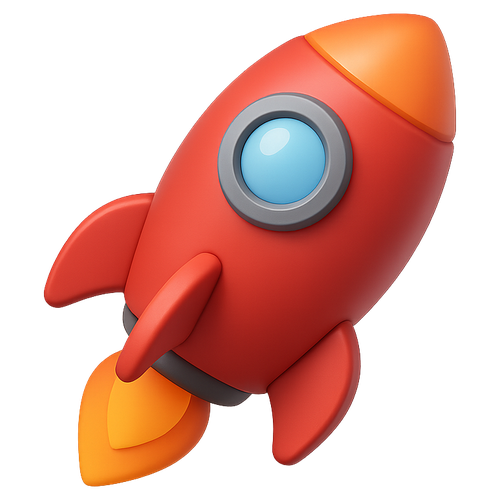 3D red rocket