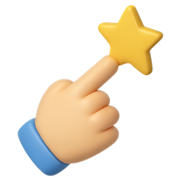 3D finger touching a star
