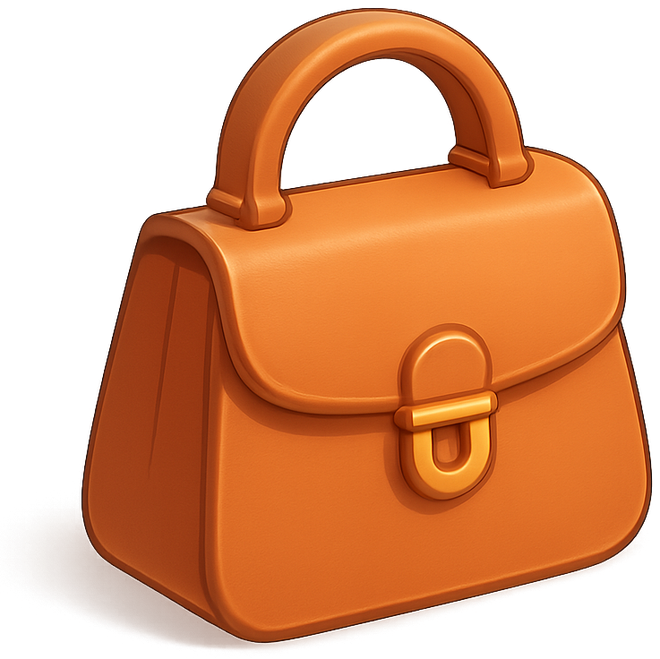 Glossy 3D top-handle bag in cognac calf leather