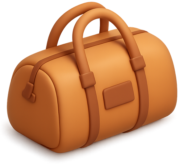 Glossy 3D cognac leather weekender bag