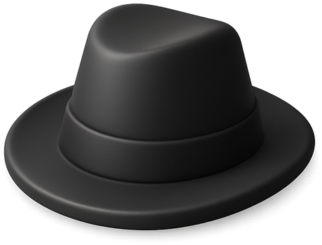 Glossy 3D black felt fedora