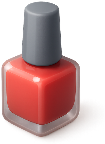 Glossy 3D bottle of red nail lacquer