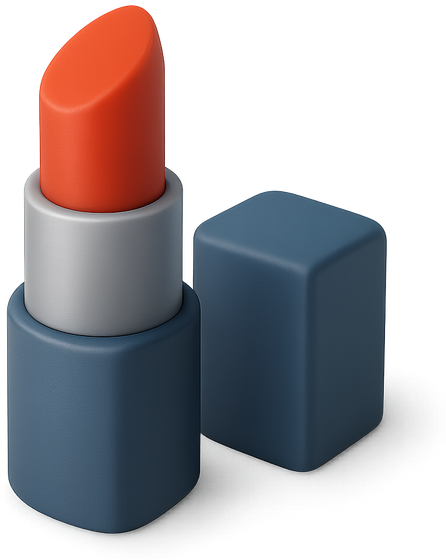 Glossy 3D red lipstick with its cap