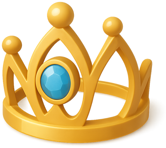 Glossy 3D gilded coronet with a blue stone