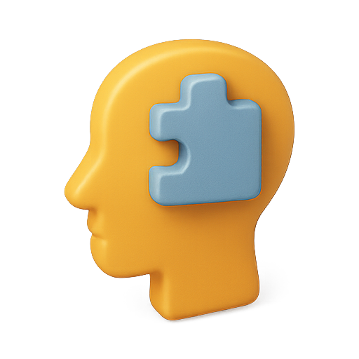 Golden head with a blue puzzle piece