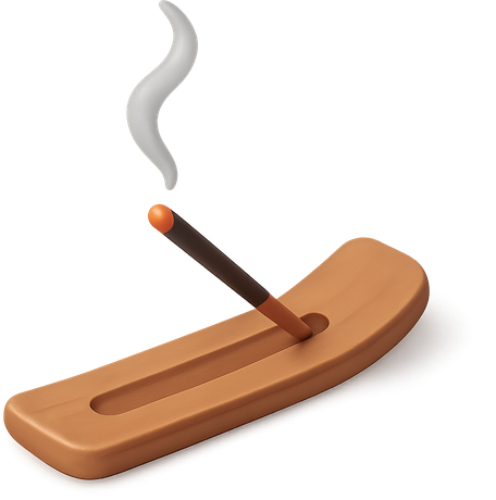 3D incense stick on a wooden holder