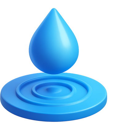 3D water drop landing in a ripple