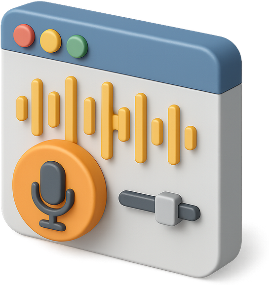 3D audio recorder window with a waveform