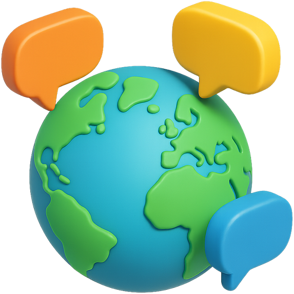 3D globe with speech bubbles
