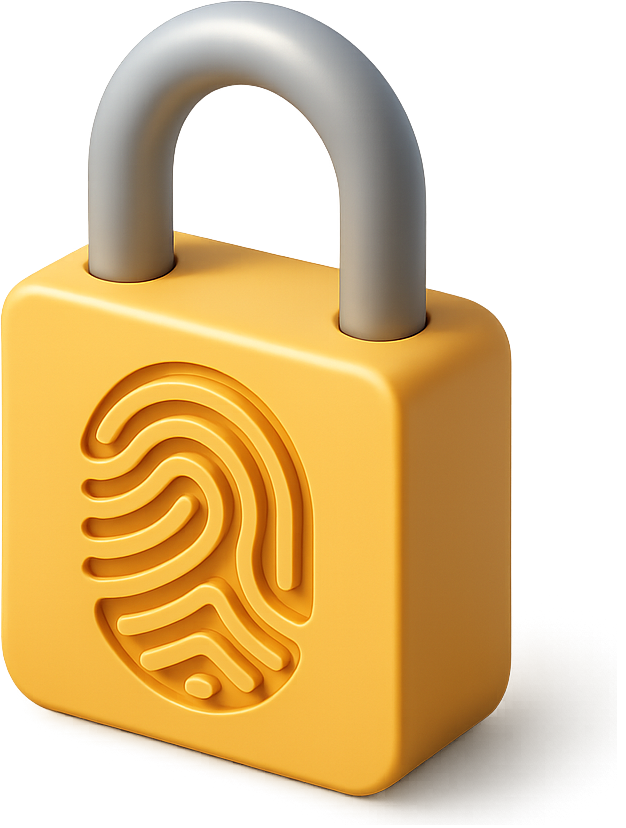 Large 3D padlock with a fingerprint