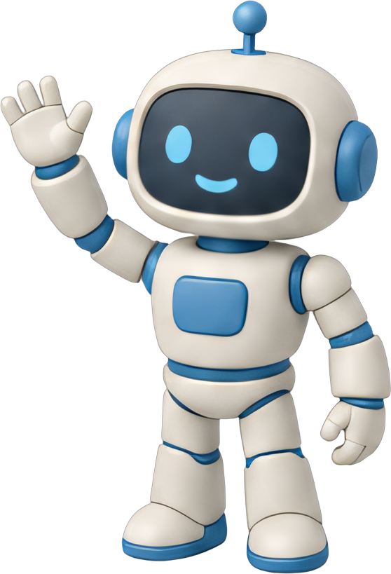 3D robot waving hello