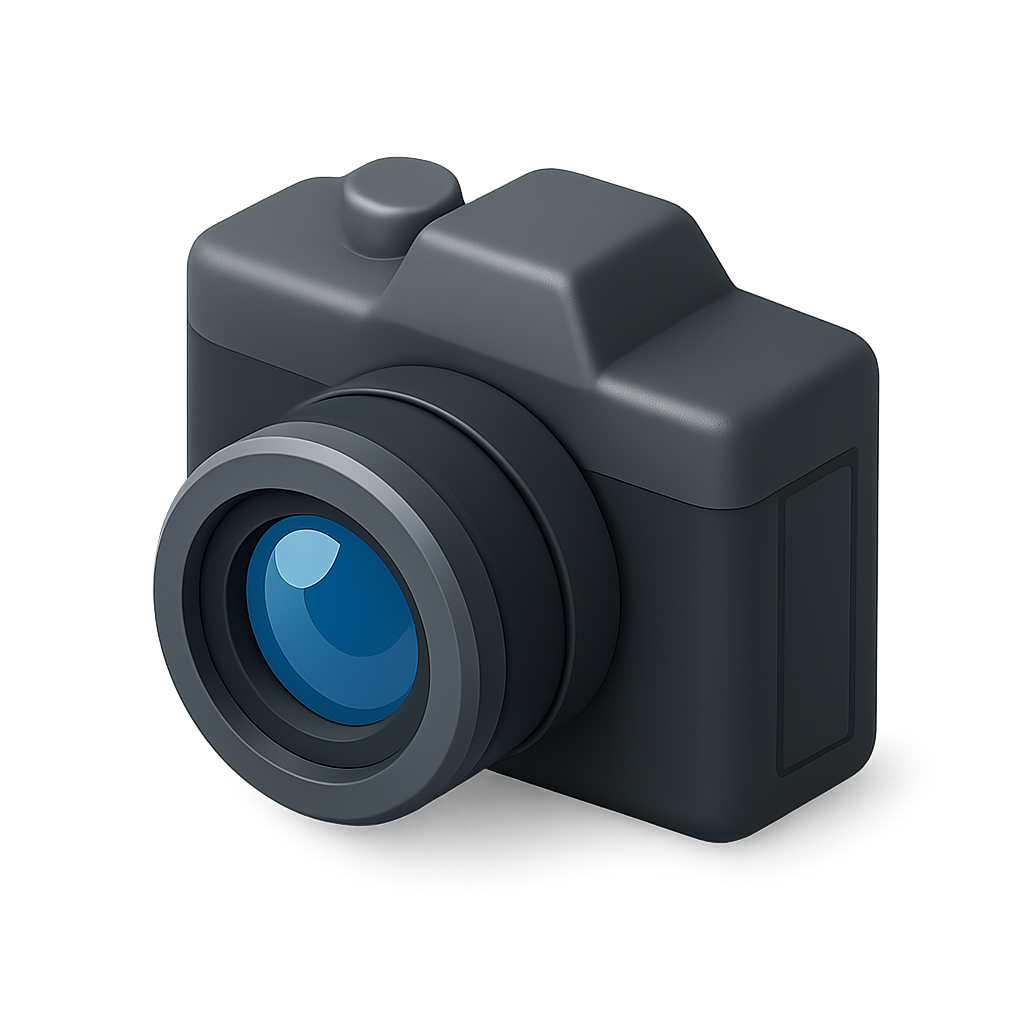 Large charcoal 3D studio camera with a blue lens