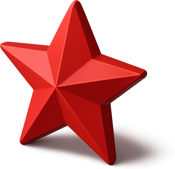 Faceted red star in a violet campaign composition