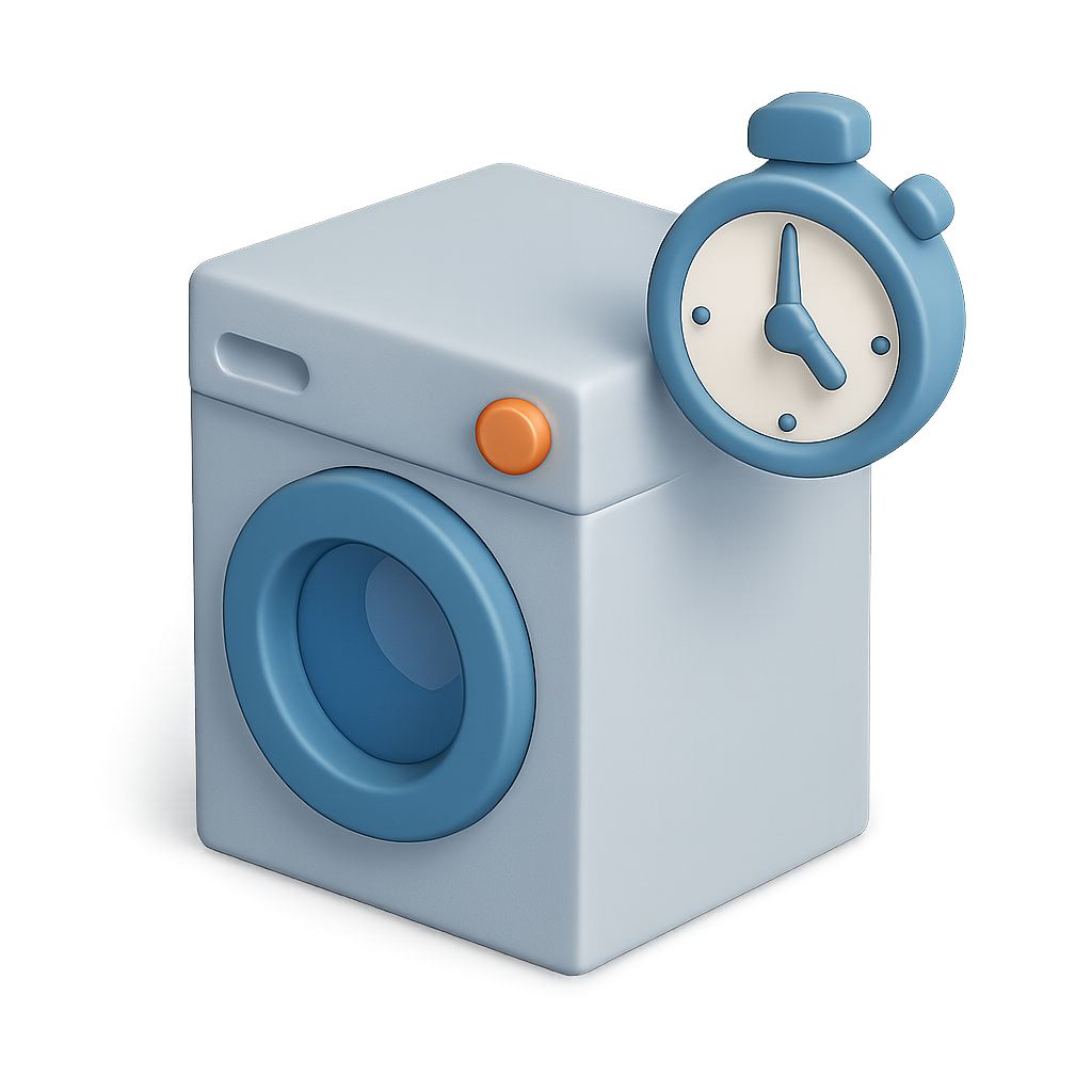 3D washing machine with a clock