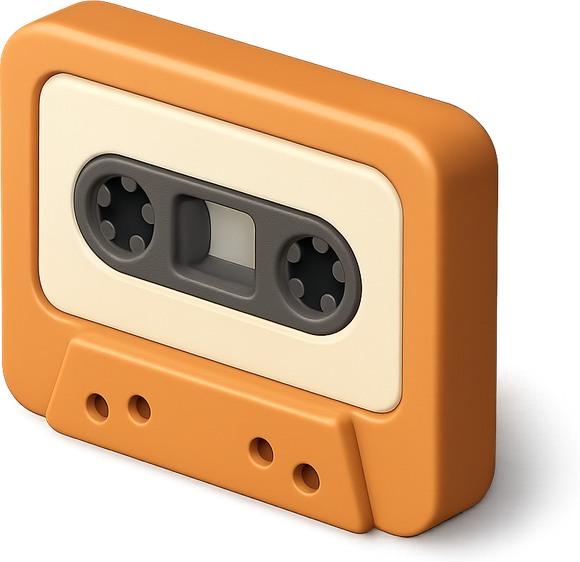 Orange 3D cassette tape