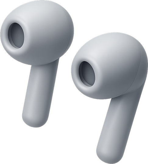 Pair of white 3D wireless earbuds