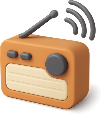 Orange 3D retro radio