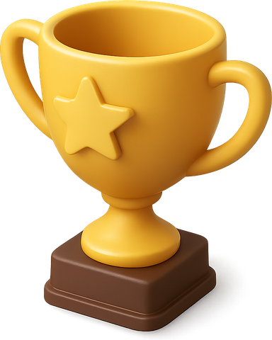 Golden 3D star trophy