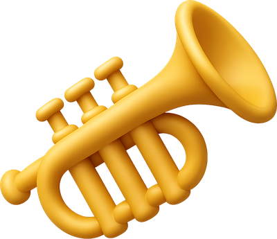 Golden 3D trumpet