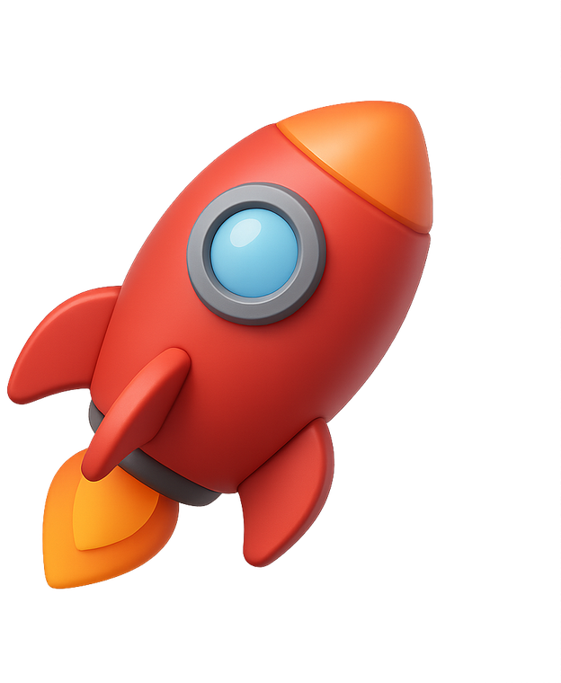 3D red rocket