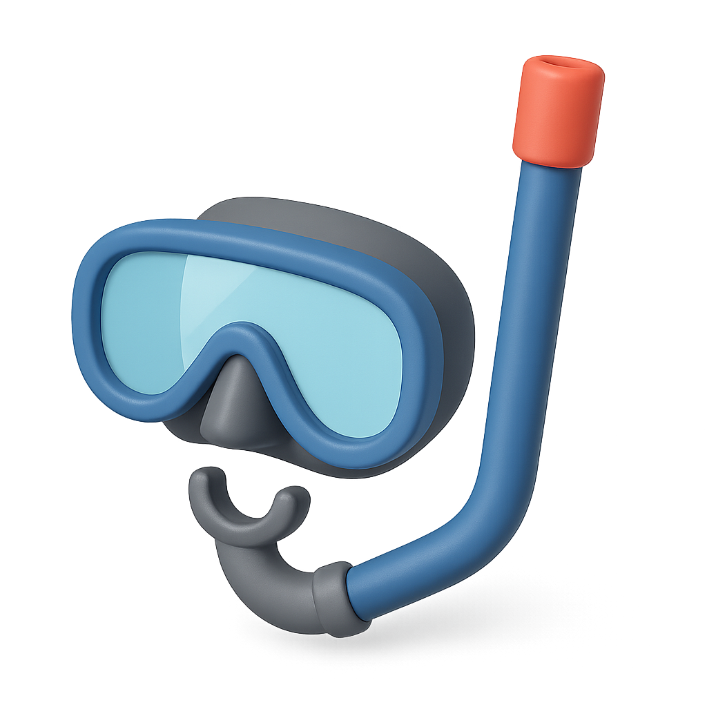 Blue diving mask and snorkel