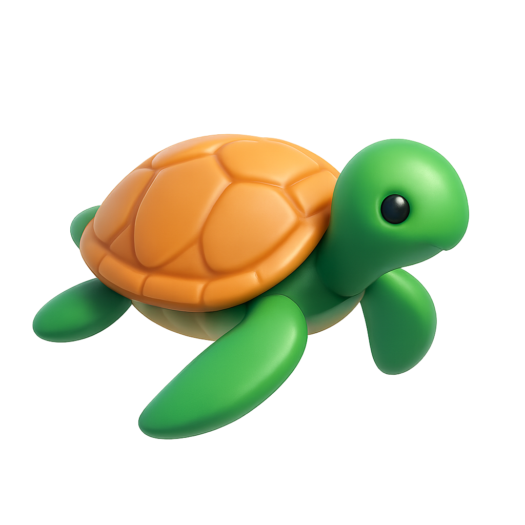 A sea turtle in the shallows