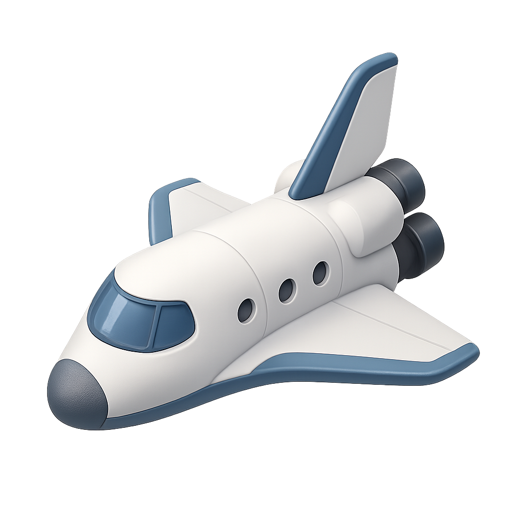 White space shuttle with blue wings