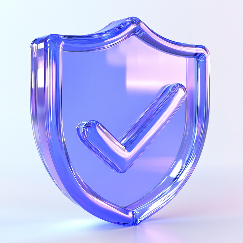 Glass shield with a checkmark