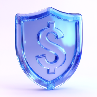 Glass shield with a dollar sign