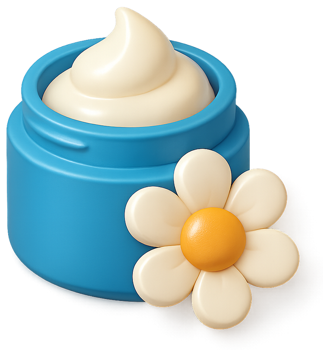 3D cream jar with a daisy