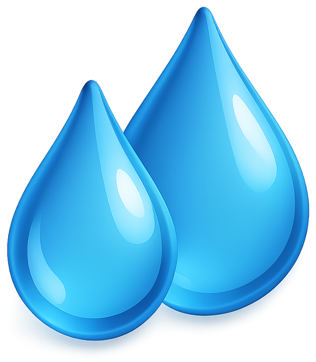 Two glossy 3D drops