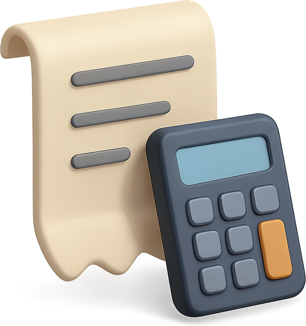 3D invoice with a calculator