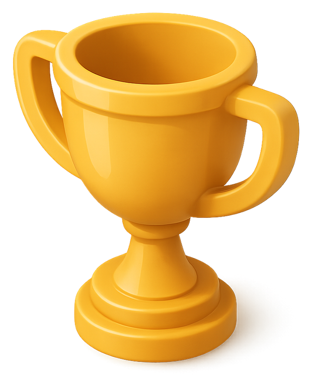Golden 3D trophy with a star