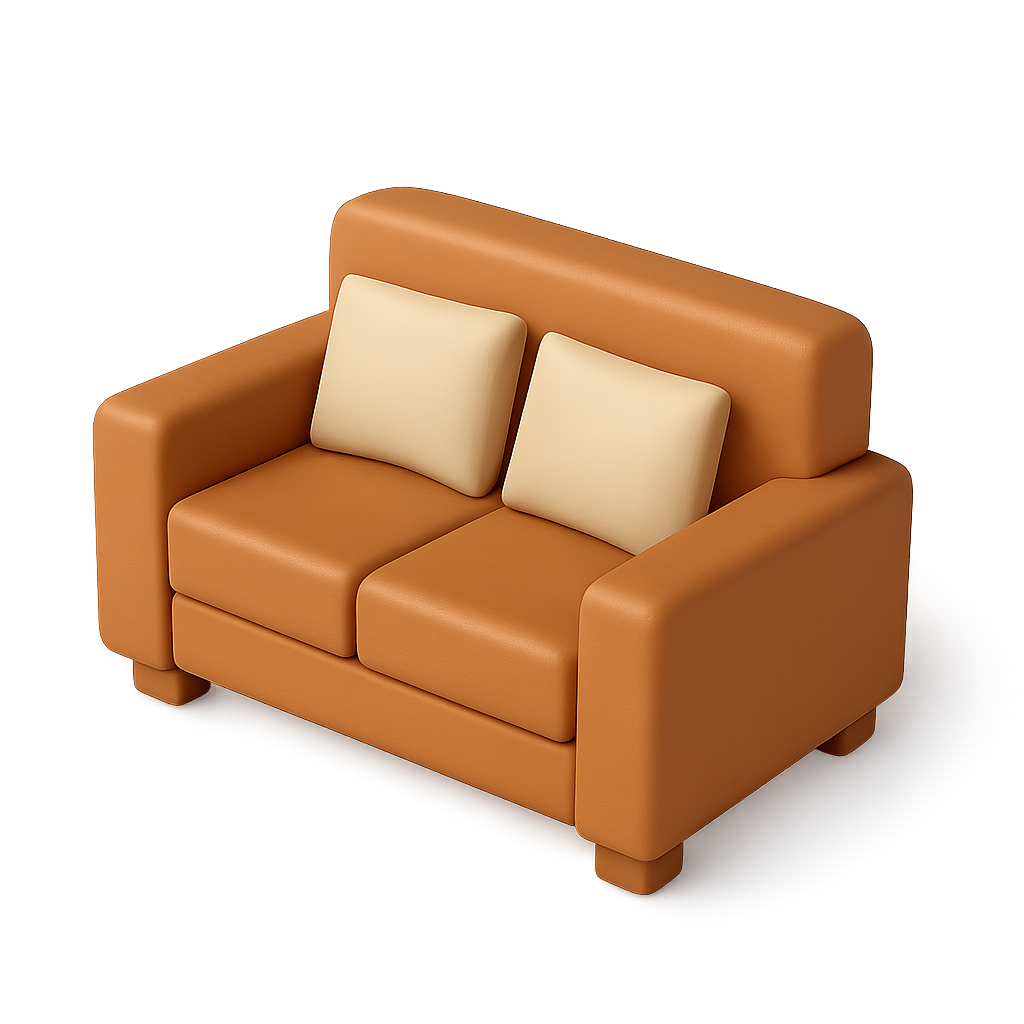 Warm leather two-seat sofa