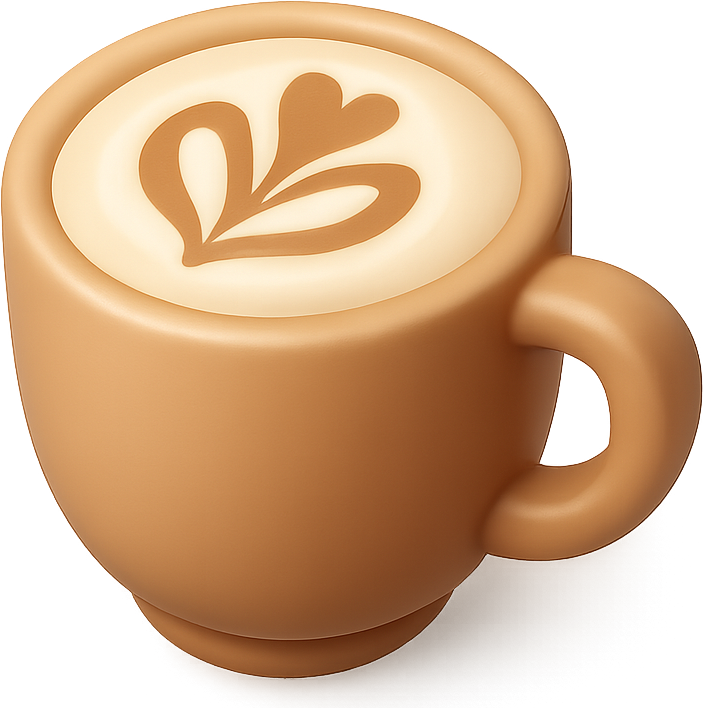 Glossy 3D cappuccino cup with latte art