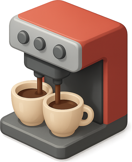 3D espresso machine pouring two cups